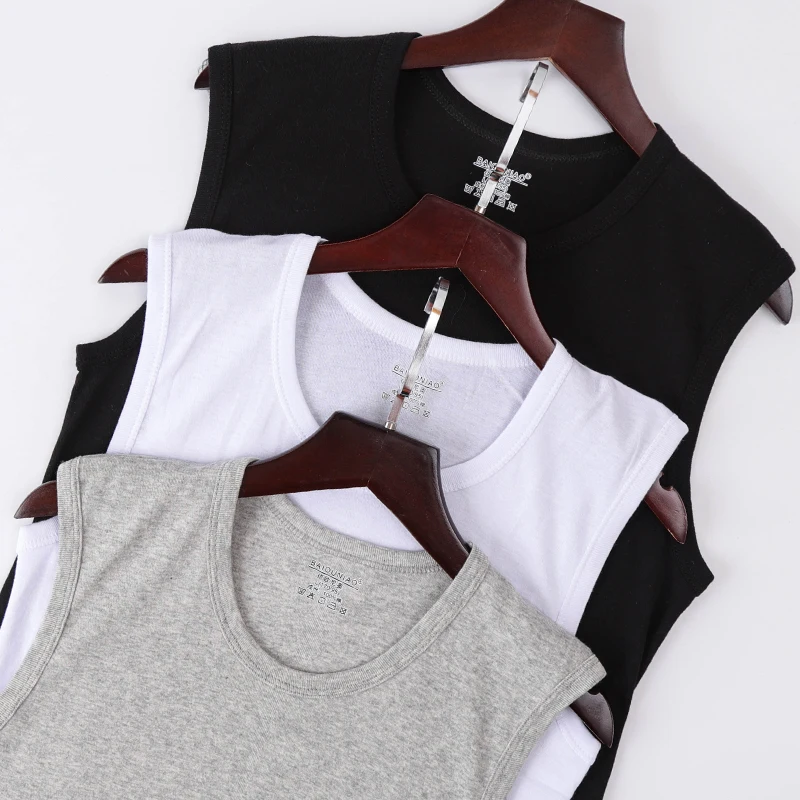 Men's four seasons tight sleeveless cotton base color vest comfortable exercise fitness sleeveless T-shirt with undershirt