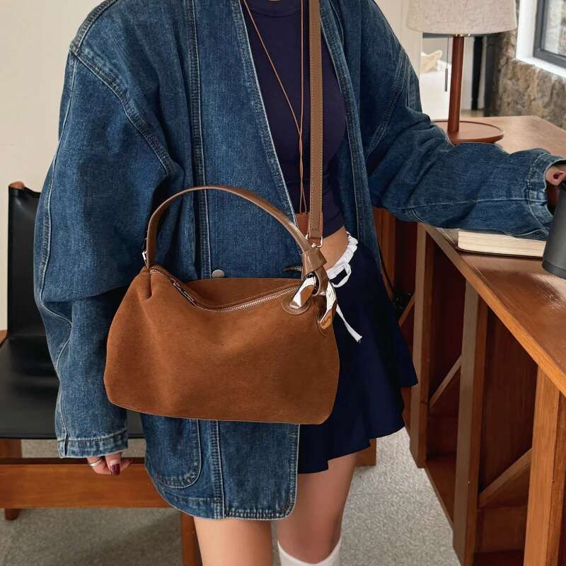 2025 Brand Designer Angora Red Shoulder Bags Women Genuine Leather Sier Metal Ring Crossbody Bag High Street Fashion Handbags