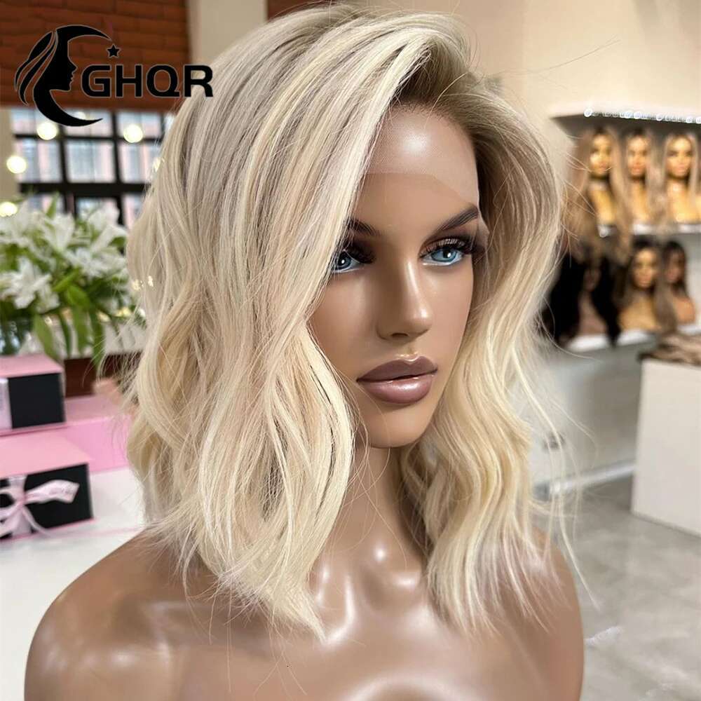 Human Hair Full Wigs Blonde Highlights Natural Wave Hd Transparent 13x6 Lace Frontal Wig Brazilian Ombre 613 Colored