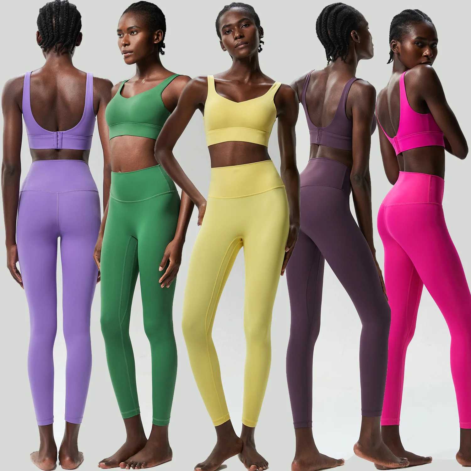 Two Pieces Fitness Yoga Set Women Solid Color Buttery Soft Gym Suit Breathable Quick Dry Running Sportswear Workout ClothesXJ250109