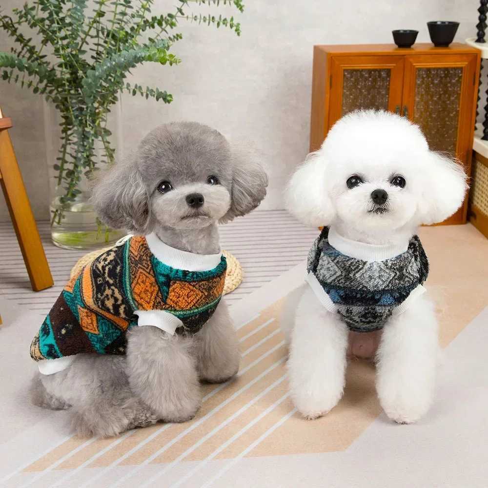 Pet Winter Warm Clothes Fleece Pullover Dog Shirt Nordic Style Printed Puppy Sweatshirt Hoodies Coat for Small Dogs Cats CostumeXJ250109