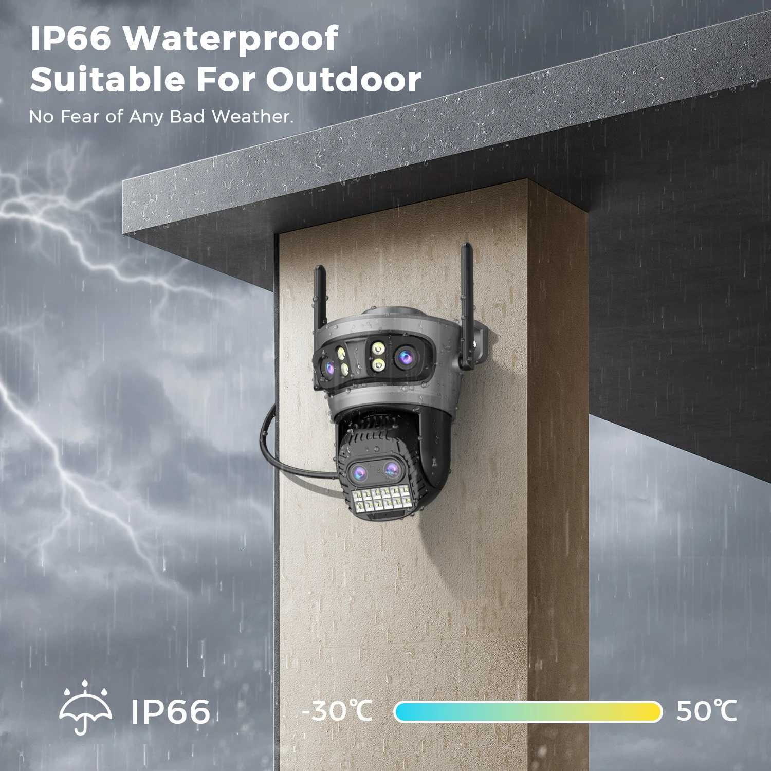 20MP 8K high-definition WiFi outdoor camera 10X zoom four lens three screen automatic tracking security protection 4K pan tilt CCTV video surveillance