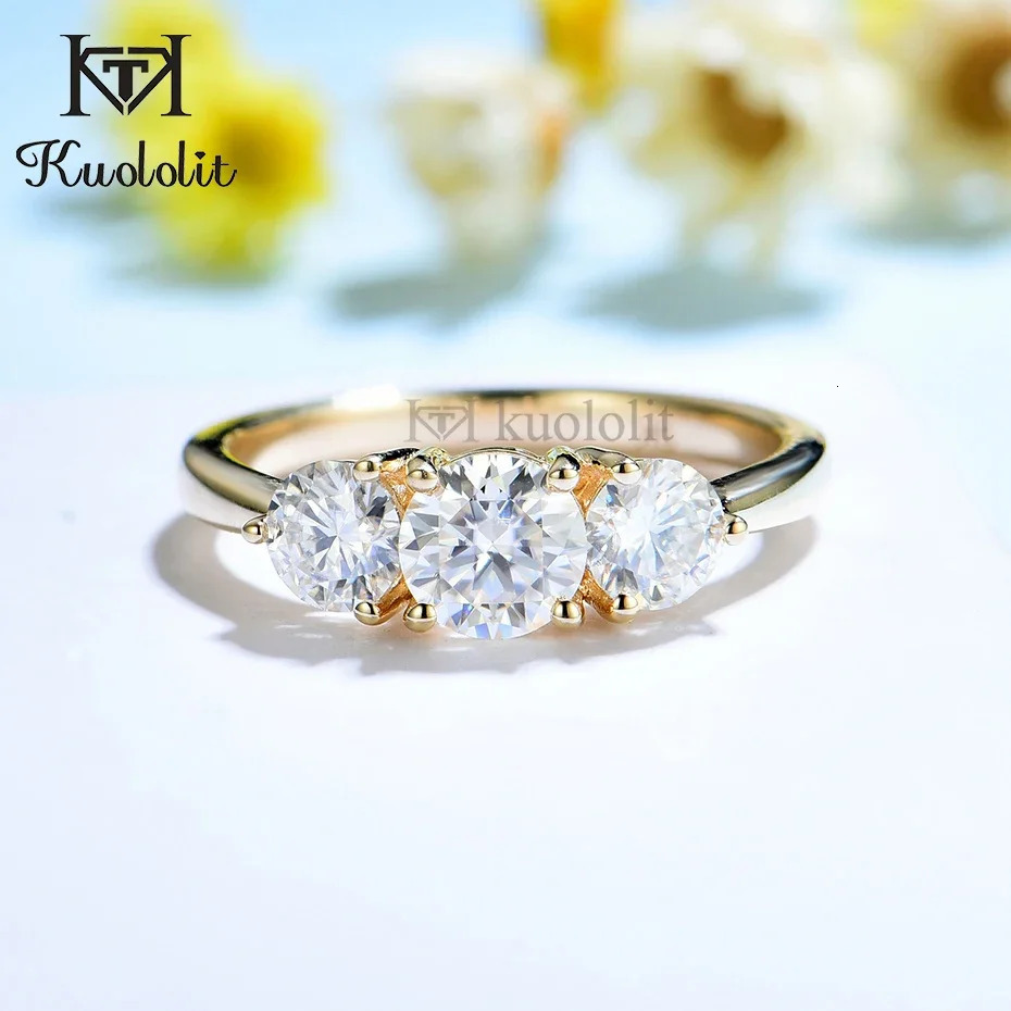 Kuololit 585 14K 10K Yellow Gold Ring for Women D VVS Solitaire Engagement Ring for Jewelry for Anniversary 250106