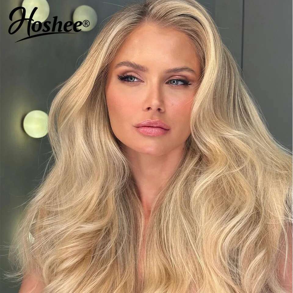 Blonde Wig 13x4 Ash Grey Highlight Straight Front Wigs Human Hair 5x5 Glueless Transparent Swiss Lace
