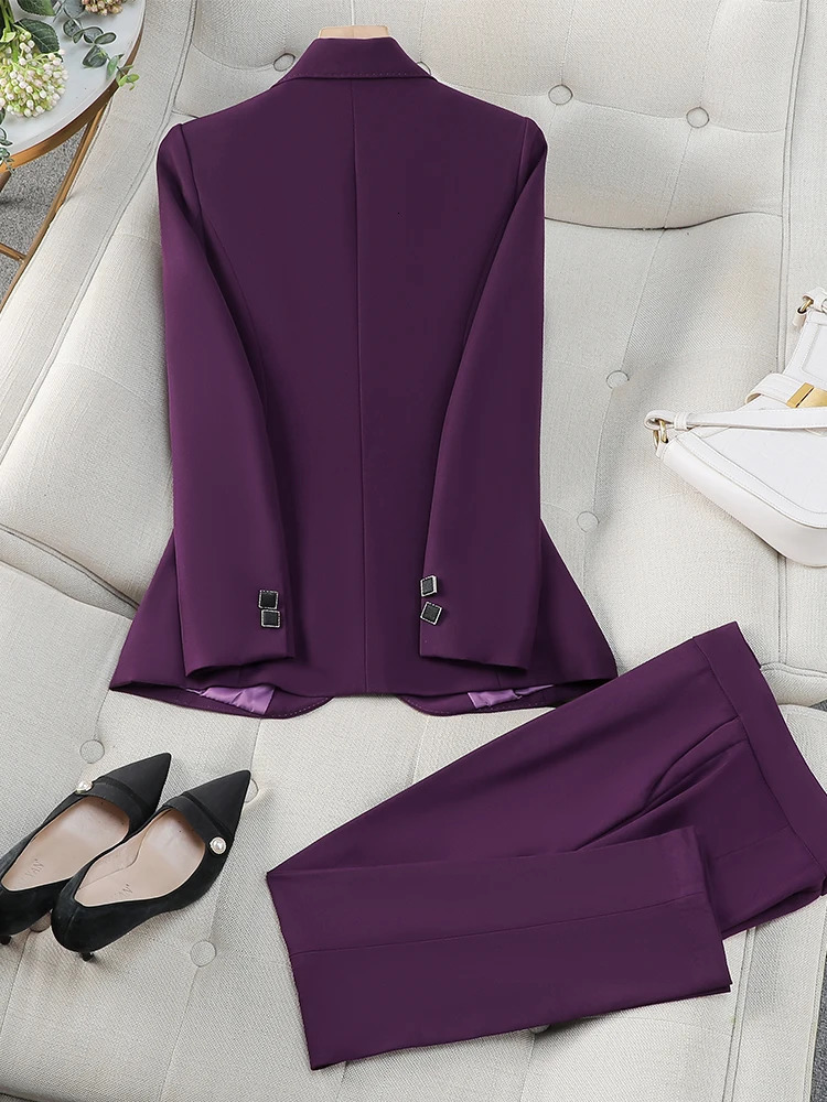 Autumn Winter Women Pant Suit Office Ladies Female Business Work Wear 2 Piece Set Formal Blazer Jacket And Trouser 250106