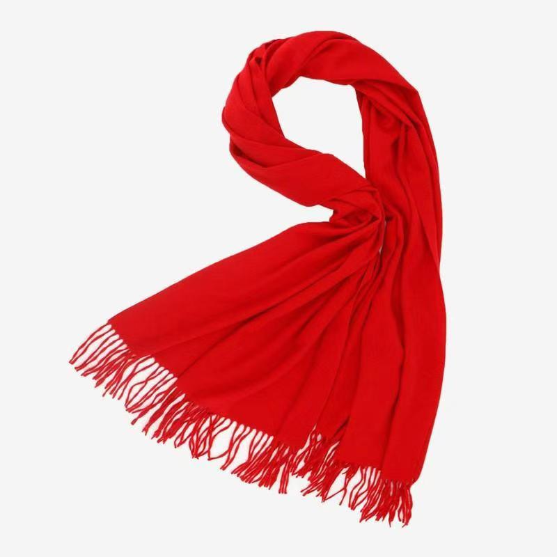 T072 solid color imitation cashmere scarf for women high-grade winter multi-color versatile scarf fashionable thickened men's tassel shawl