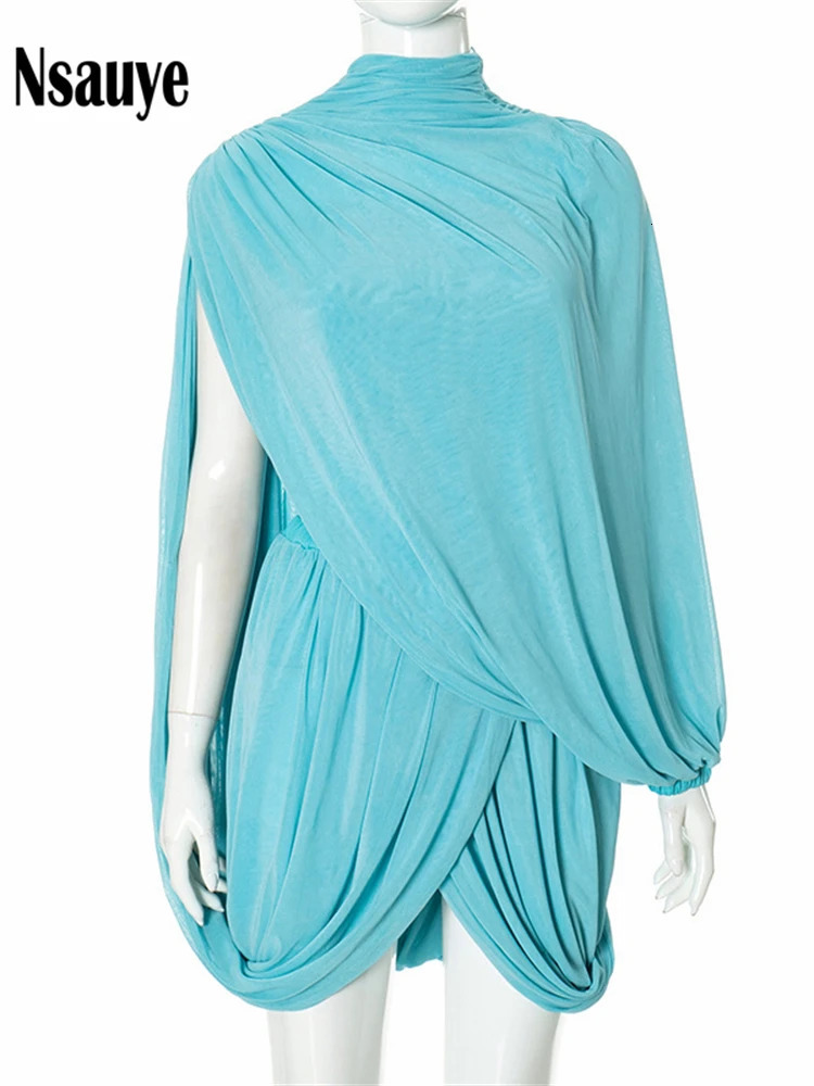 Nsauye Sexy Women Elegant Strapless Shawl Vest Crop Tops Ruched Mini Dress Club Party Skirt Fashion Two Piece Set 250106