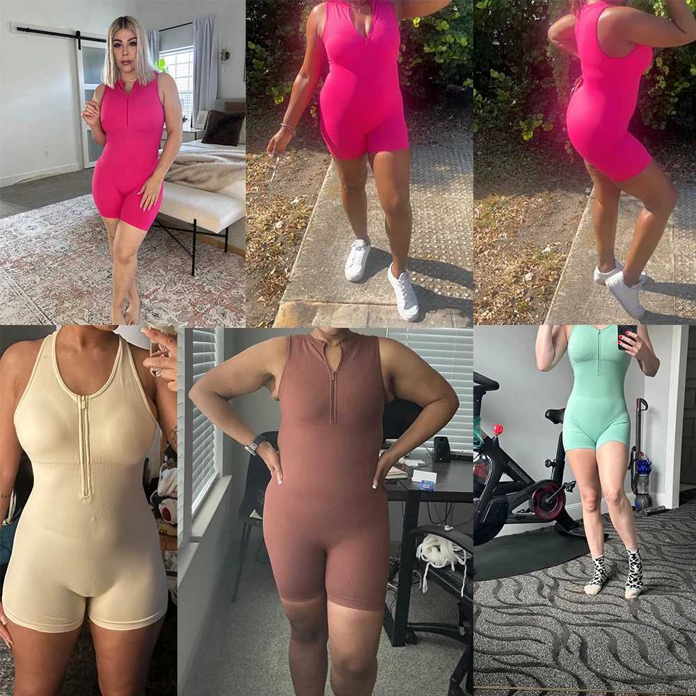 Seamless Jumpsuits Zipper Bodysuiyts for Women Tummy Control One Piece Rompers Sleeveless Backless Yoga Sets Womens ClothingsXJ250109