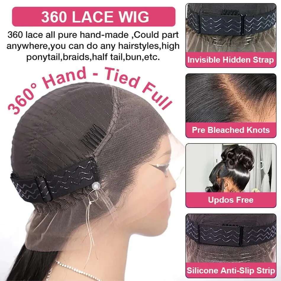 HD Invisi Strap Front Wigs Preplucked Deep Curly Glueless Human Hair Redy To Wear 360 Full Lace Wig