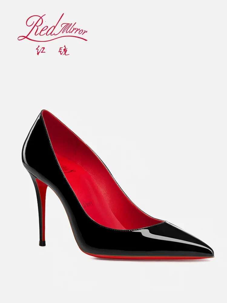 European And American Pointed Thin Heels Sexy Soled High Heels, Red Ed Single Shoes, Black Professional Work Shoes