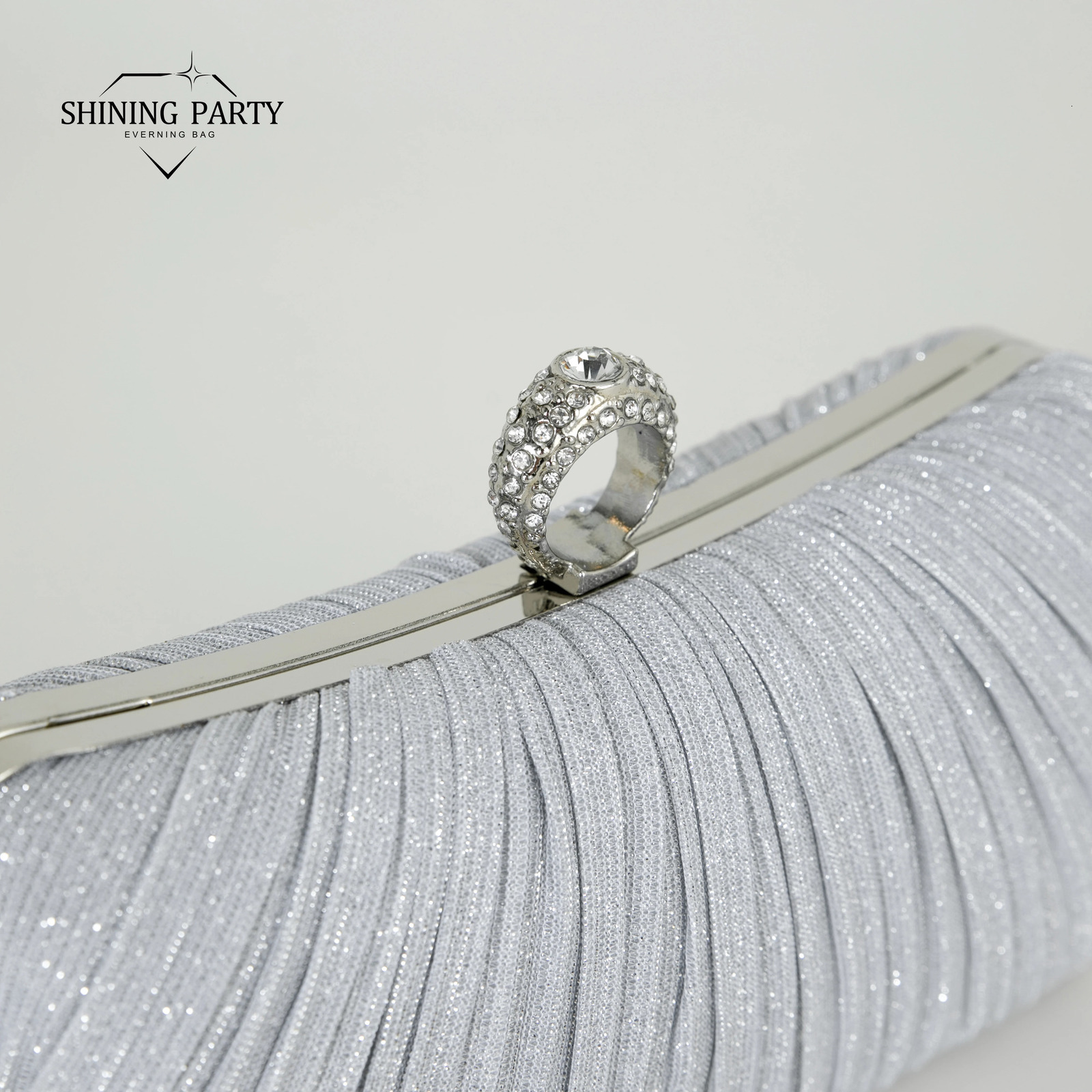 Party dinner clutch bag 2024 style ring bag large capacity evening dress clutch bag pleated glitter shoulder messenger bag 250106
