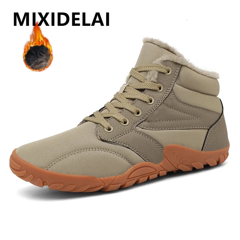 Winter Boots for Men Snow BareFoot Outdoor Non-slip Warm Fur Casual Sneakers Plus Size Lightweight Ankle Boots Hiking Shoes 250106