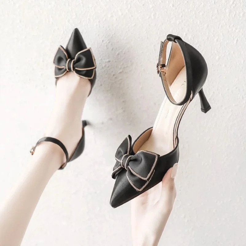 Spring/Summer Fashion Solid Color Sexy Lady Catwalk Comfortable High Heels Bow Elegant Casual Party Womens Shoes Zapatos Mujer 250106