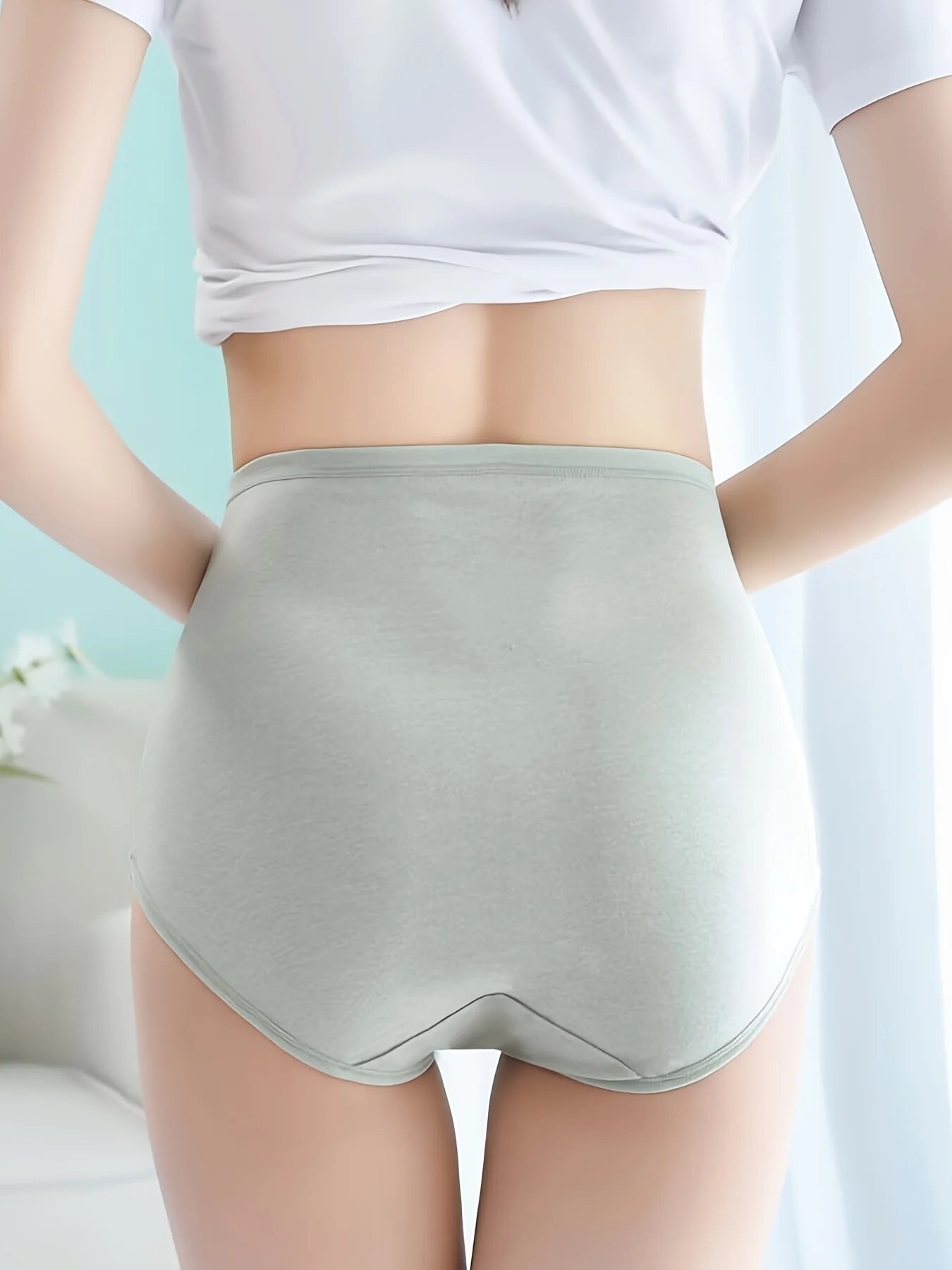 3 PCs High Waist Jacquard Briefs, Comfy & Breathable Stretchy Intimates Panties, Women's Lingerie & Underwea