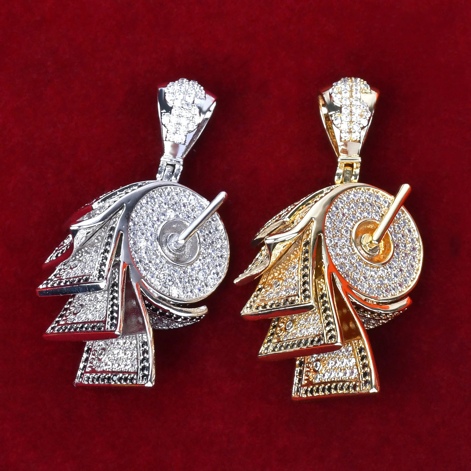 Roll Dollar Cash Shape Gold Color Necklace Hip Rock Street Jewelry 250109