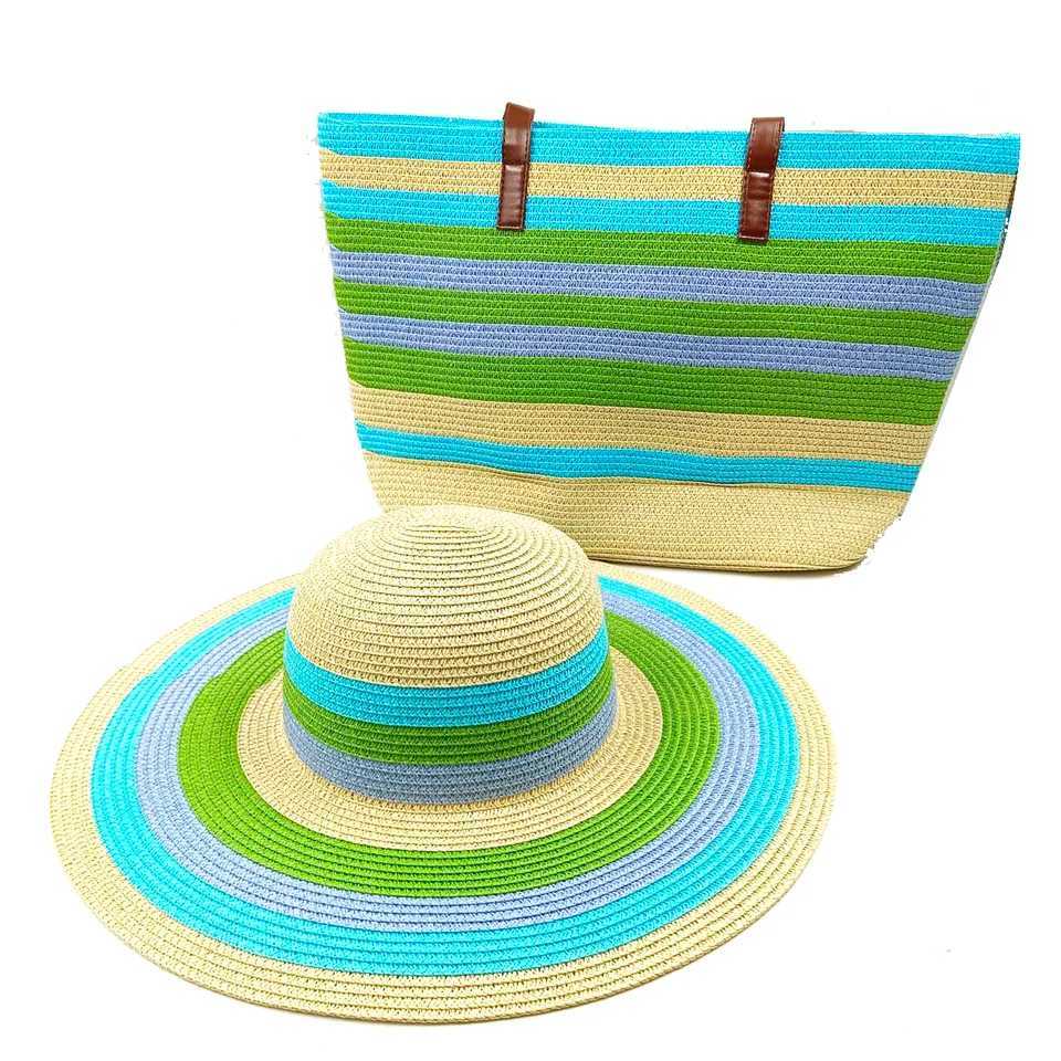 Three piece set of straw hat sun hat outdoor tourism beach straw hat sun protection hat gorras para mujer X250109