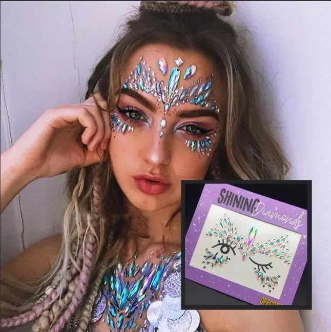 Sexy Face Tattoo Stickers Glitter Tattoos s for Woman Temporary Party DIY Kids Holiday Jewels 241230