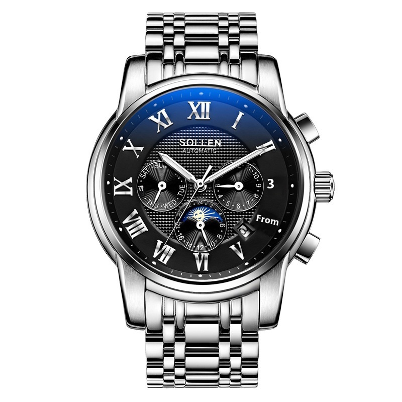 Stylish Men's Automatic Watch with Steel Band - Business & Scratch-Proof