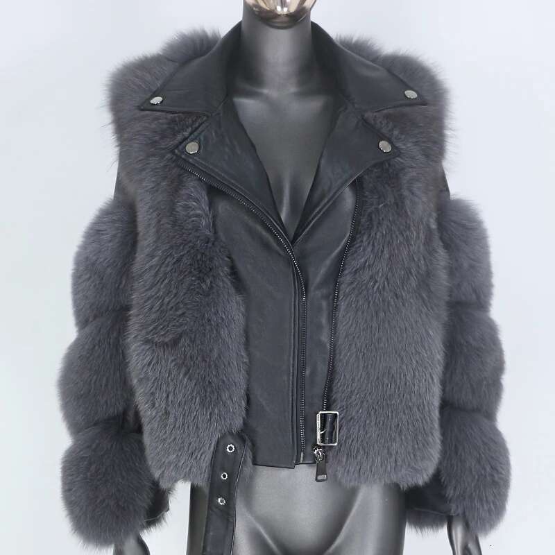 FURYOURSELF 2023 New Warm Real Coat Vest Winter Jacket Women Natural Fox Fur Genuine Leather Outerwear Detachable Locomotive