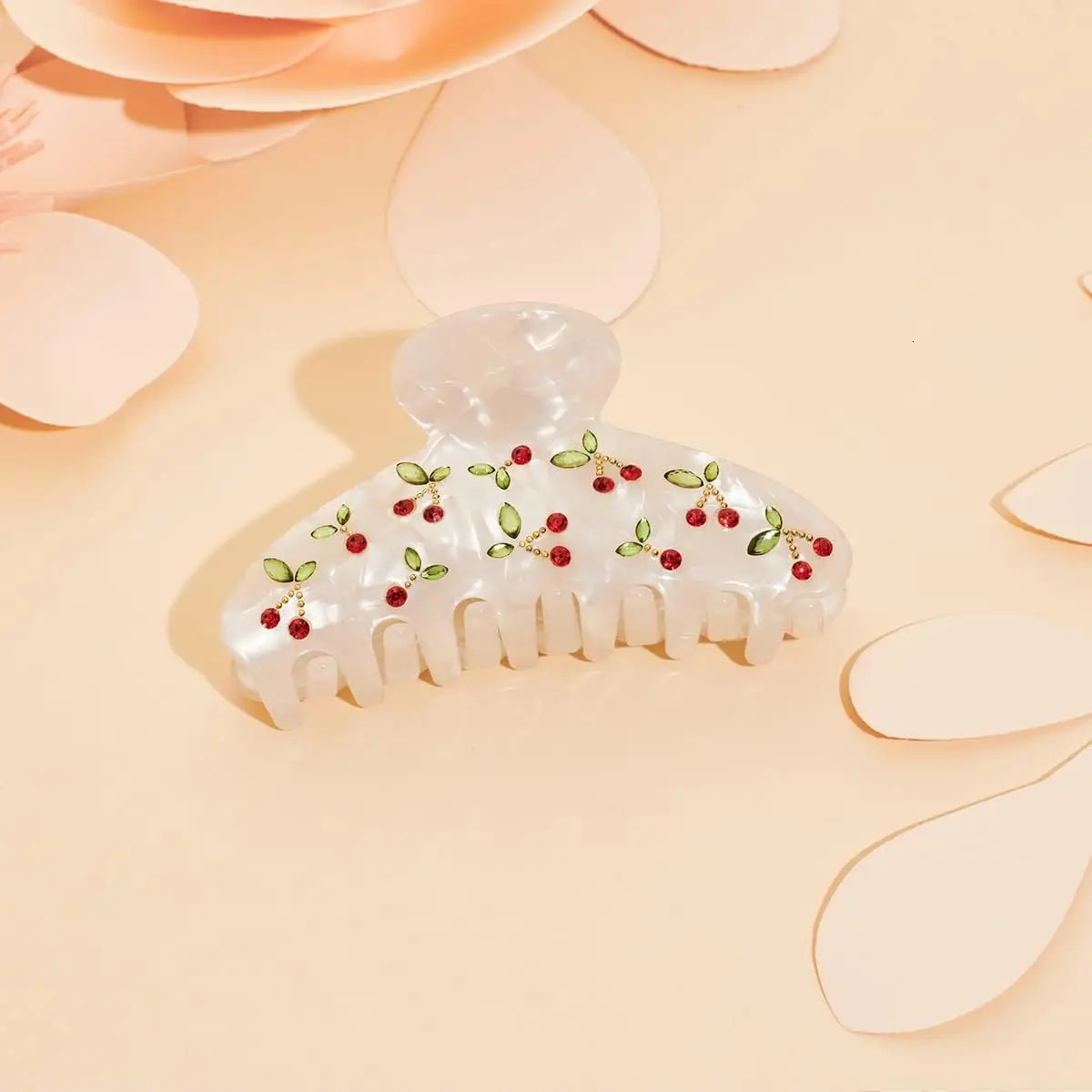 Acrylic Hair Clips Claws For Women With The Rhinestone Pattern In Red Cherry Shape Hair Clip For Thick Hair clips for styli 250103