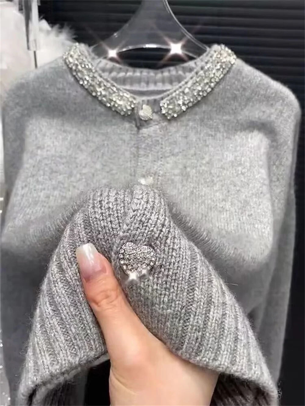 Women Clothing Oversized Cardigan Jackets Diamond Oneck Vintage Casual Knitted Sweater Tops Pull Femme Cardigans 250108