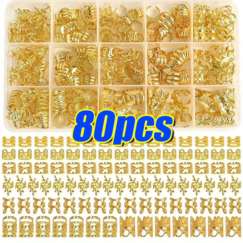 40pcs Alloy Hair Jewelry for Braids Dreadlock Accessories Metal Braid Clips NonPiercing Ear Beard Beads Cuffs 241228