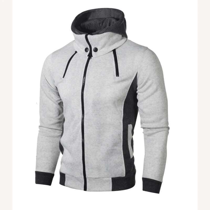 Spring Autumn New Hooded Long Sleeve Fashion Cardigan Man High Street Zipper Patchwork Pockets Outwear Vintage All-Match Tops