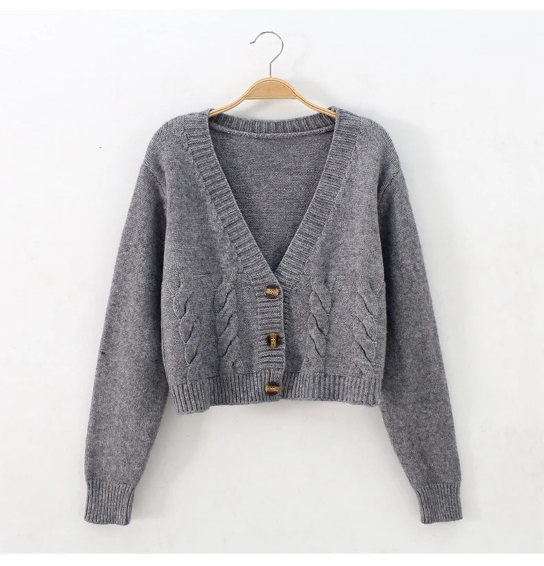 Short style high-waisted slim plastic sweater women spring single-breasted knitted cardigan twist small jacket 250106