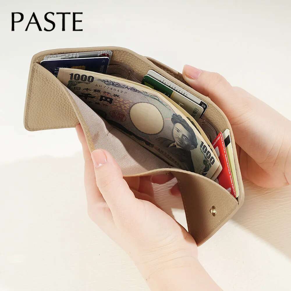 New Japan Style Three Fold Short Clip Female Wallet Portable Lady Coin Purses Genuine Cow Leather Multi-Card Bag Mini Pouch