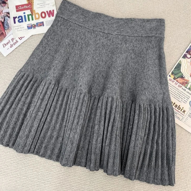 Korean Style Set American Retro Spicy Girl n Sense Short Knitted Sweater Womens Skirt Three Piece 250106