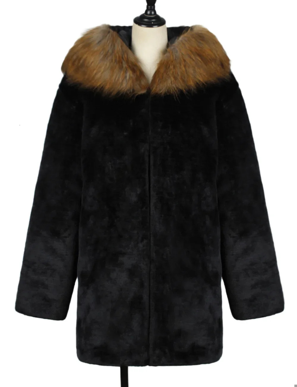 Mens Fur Coat Artificial Warm Autumn Winter Cold Resistance MidLong Black Casual Faux 250107