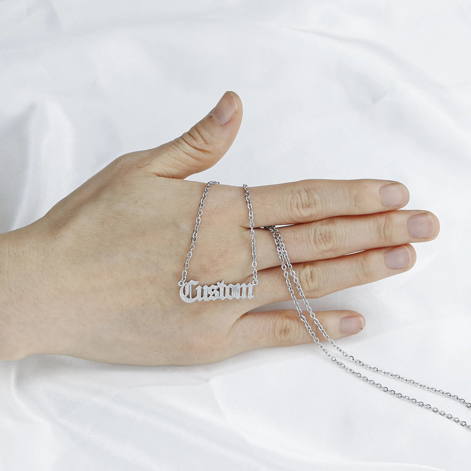 Custom Name Necklace for Women Personalised Cursive Letter Pendant Stainless Steel Jewelry Men Chain Choker Collar Personalizado 250109