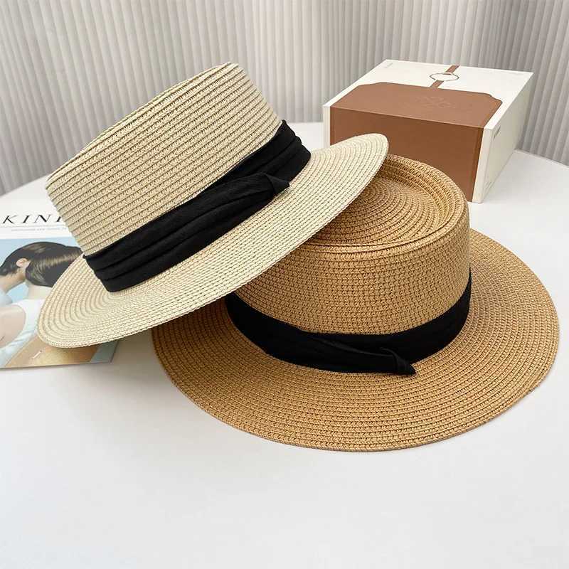 Warm summer seaside sun shading straw hat holiday outdoor wide brown beach hat woven UV resistant sun hat bow hat X250109