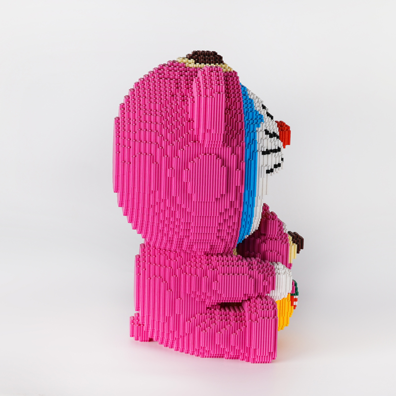 40cm high Hi Caipin doraemon strawberry bear disguise children and adults educational granular building block toys