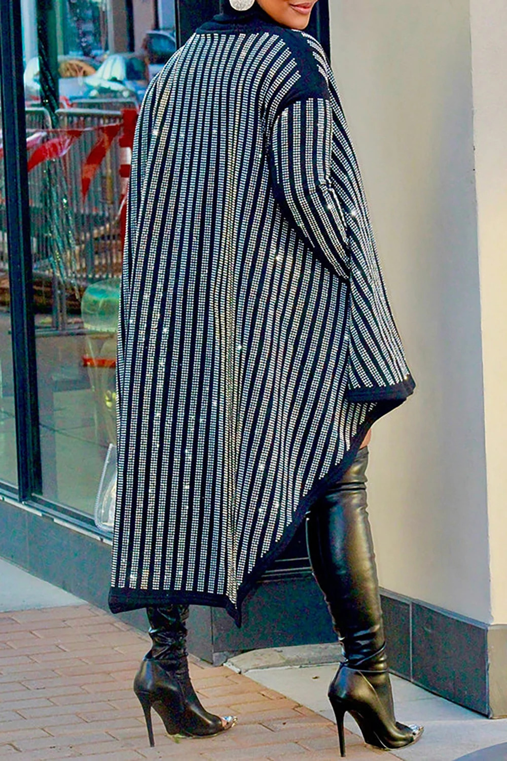 Plus Size Party Mini Dresses Black Fall Winter Long Sleeve Irregular Hem Cotton for Women 250106