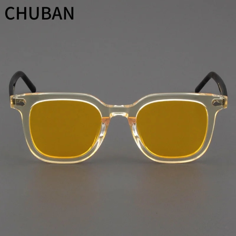 Fashion classic sunglasses Womens yellow frames retro polarized night vision piece square handmade outdoor mens 250109
