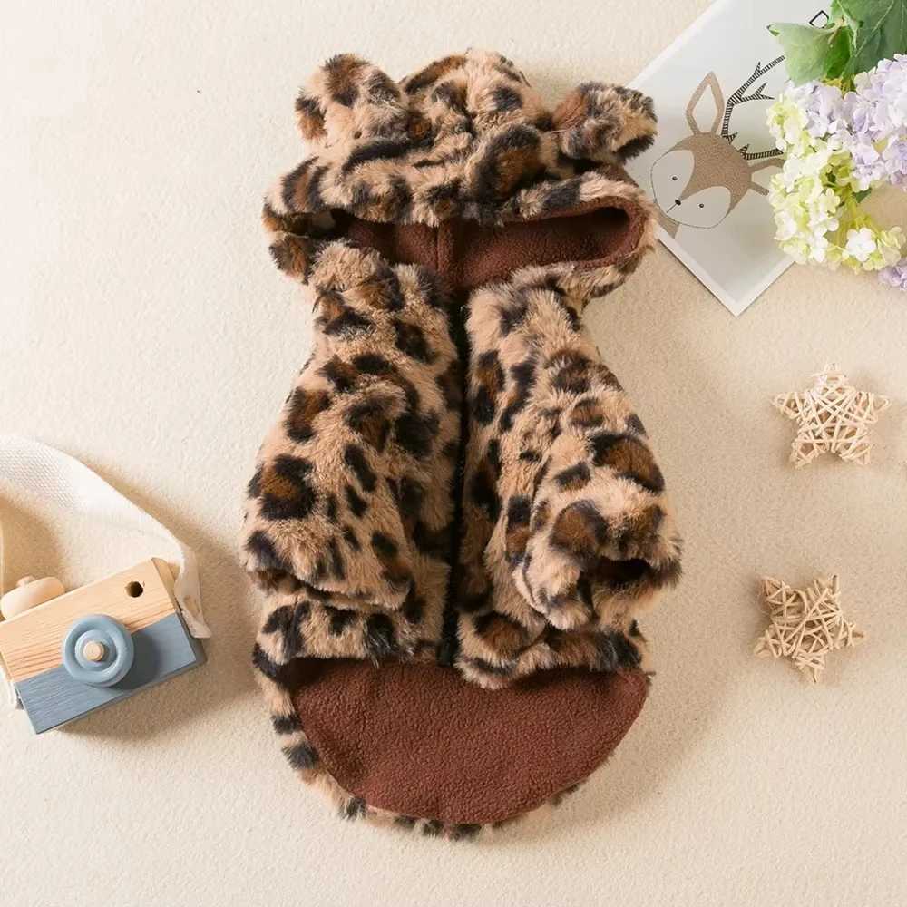 Winter Pet Dog Clothes Warm Fleece Dog Hoodie Leopard Dog Coat Jacket French Bulldog Clothing for Small Dogs Pets CostumesXJ250109