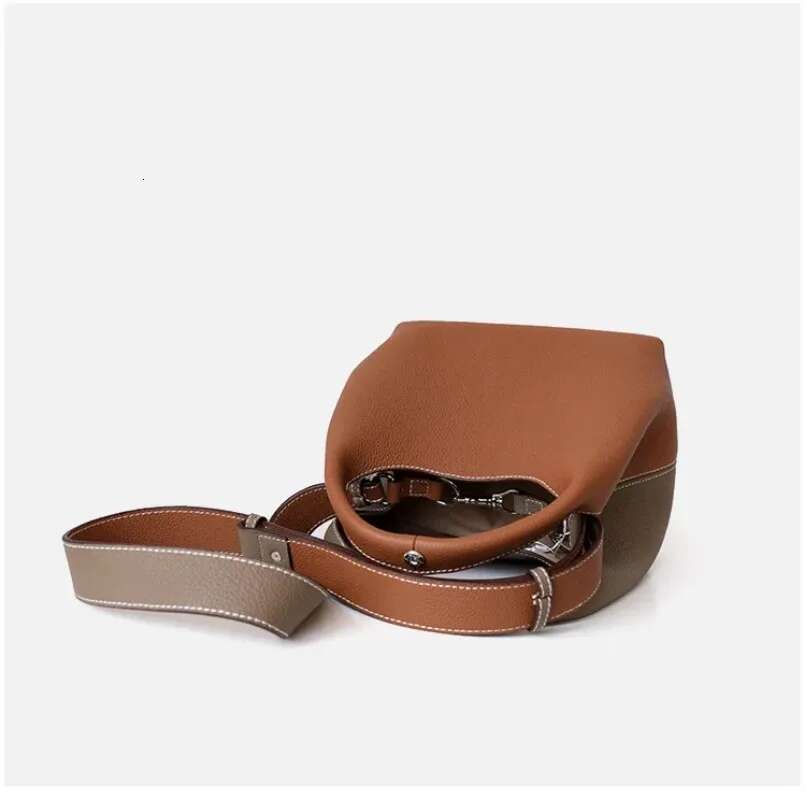 UBEL 2024 Brand New Real Leather Women Basket Designer Bucket hot Versatile Handheld Small Crossbody Bag Black