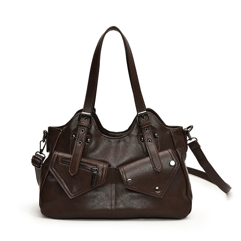 Free Shipping New Designer Rivet Large Capacity Bag Cross Splicing Women's Handbag Outsourcing