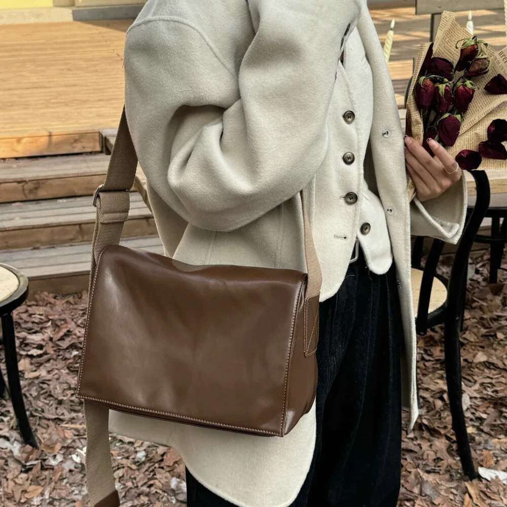 Motingsome Women Messenger Bags Crossbody Satchel Designer Bag Wide Shoulder Strap Daily Purses Black 2025 New