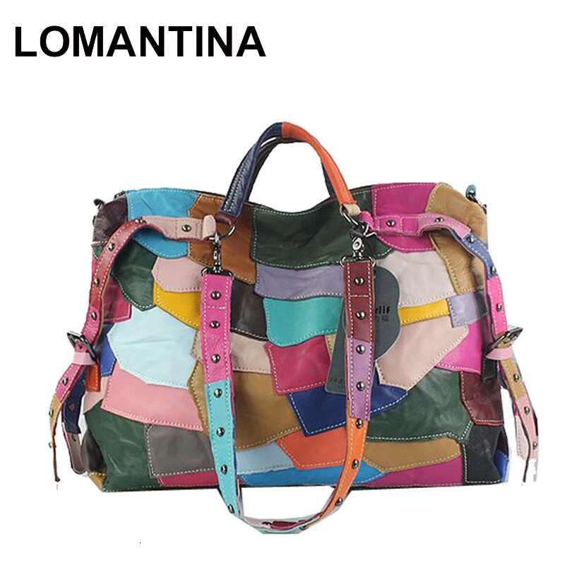 LOMANTINA Large Capacity Girl Shoulder Colorful Rivet Female Cross-Body Bags For Women Casual Tote Ladies Patchwork Purses