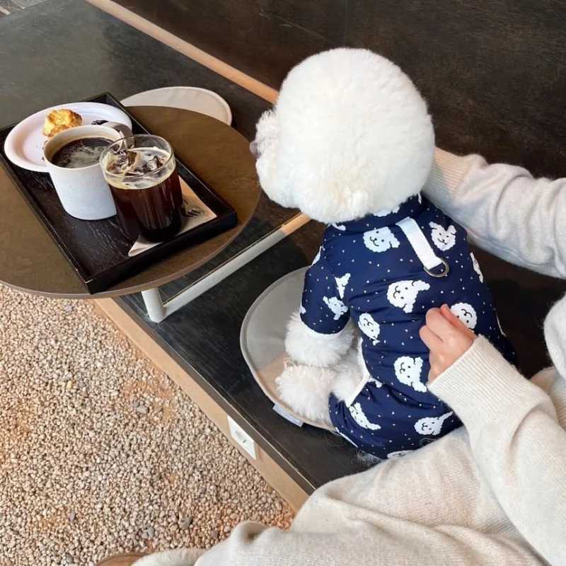 Waterproof Dog Warm Jacket Bear Print Winter Dog Coat Cotton Four Legged Dog Clothes Chihuahua Poodle Bichon Puppy AccessoriesXJ250109