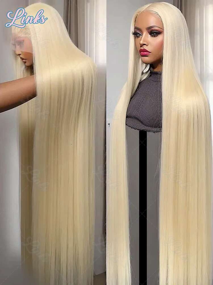 Ks HD 220% 613 Honey Blonde 42 Inches Bone Straight 13X6 Front Human Wigs 13X4 Lace Frontal Brazilian Remy Hair Wig