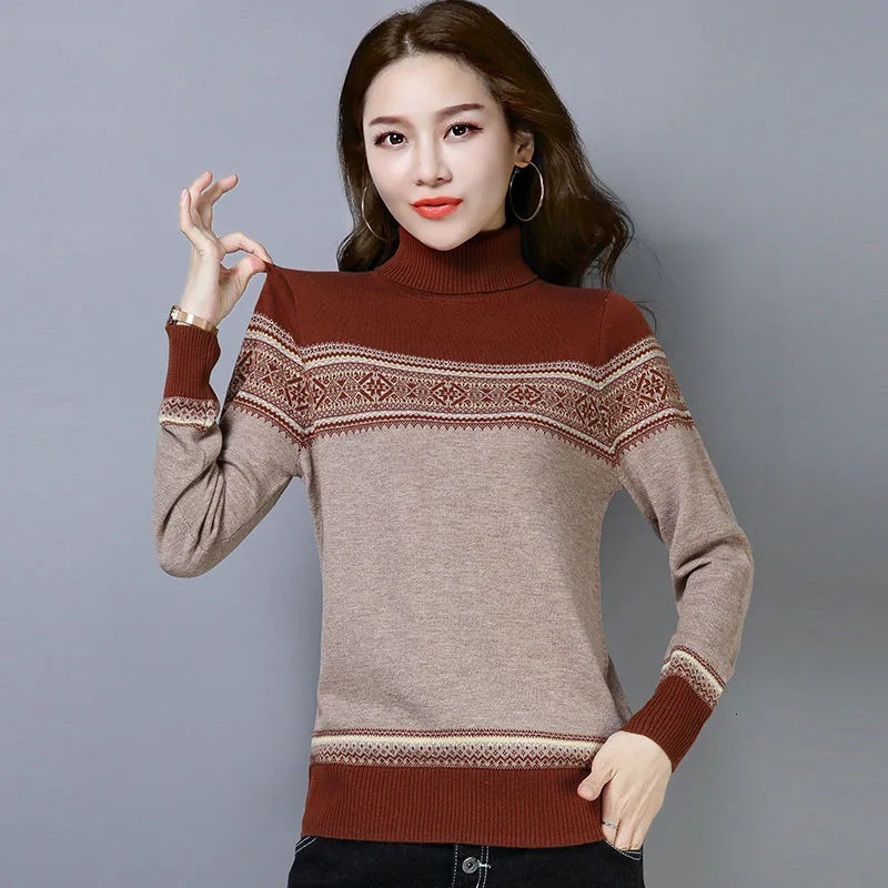 Autumn Women Knitted Sweater Pullover Cashmere Turtleneck Long Sleeve Casual Female Jumper Pull Femme P216 250108
