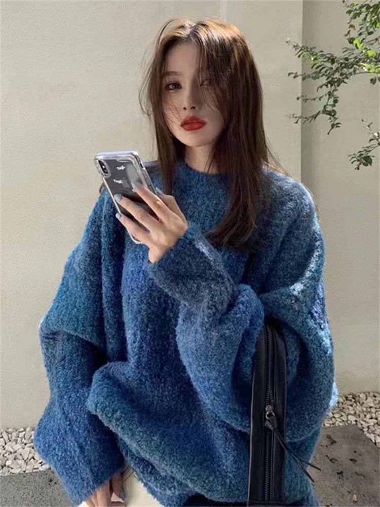 Sweater Women Winter Pullover Girls Oversize Knitting Tops Vintage Long Sleeve Fall Female Knitted Outerwear Warm Pull 250108