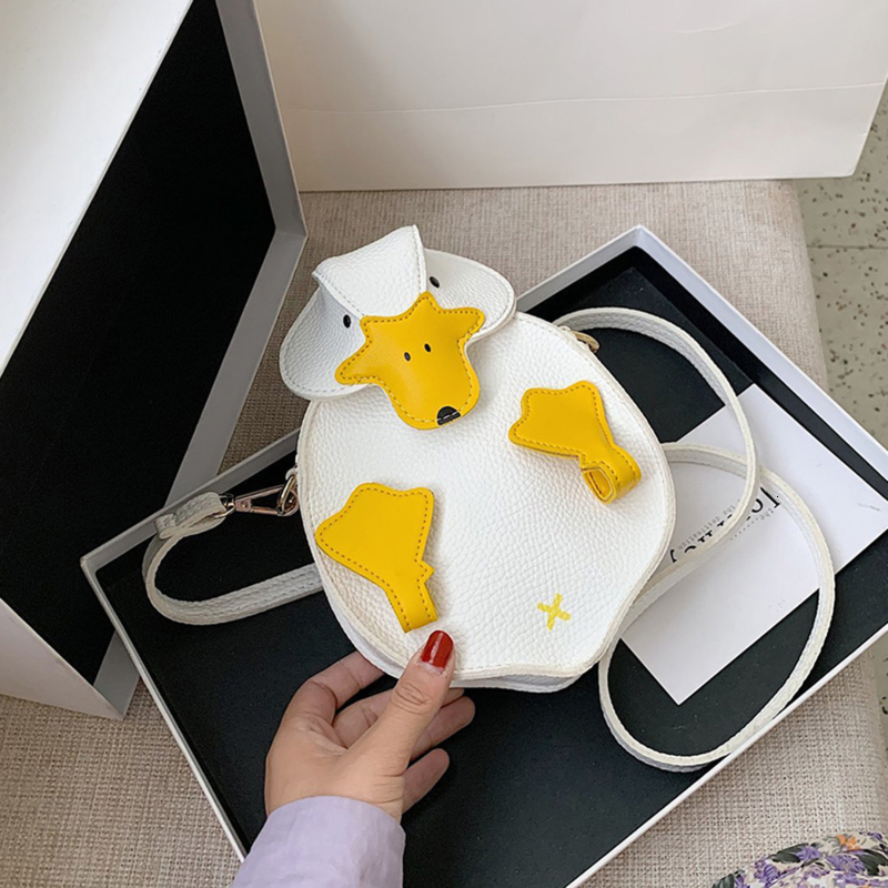 Women Shape Contrast Color Crossbody Female Soft PU Leather Shoulder Bag Girls Cute Cartoon Duck Handbags And Purse