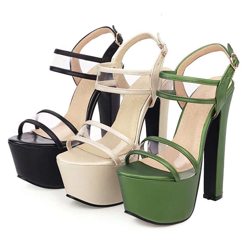 16Cm Extreme High Heels Sandals Women's Summer Shoes Fashion Green Beige Platform Gladiator Flip Ps Stripper Party Shoe Lady