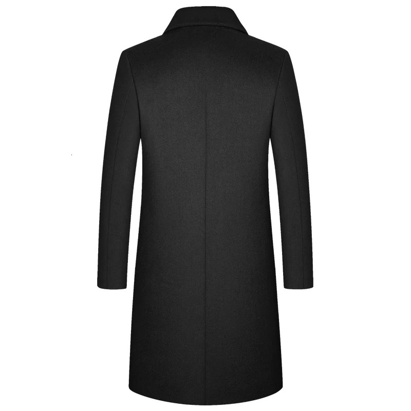 2023 Winter Wool Coat Men Fashion Long Blends England Style Business Casual Trench Solid Thick Coats Jackets 250106