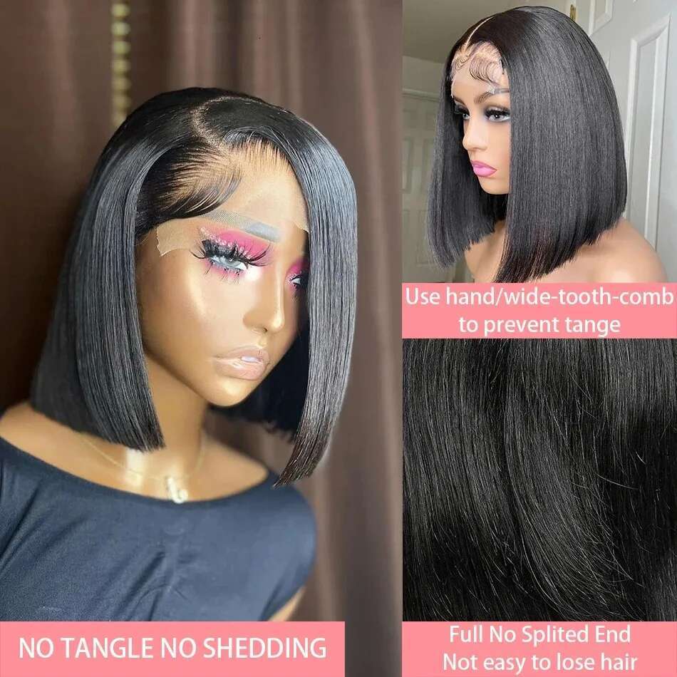 Bone Straight HD Wig 13X6 Human Hair Bob 6X6 Closure Glueless Wigs 13X4 Lace Frontal Preplucked Raw 200 Density For Women