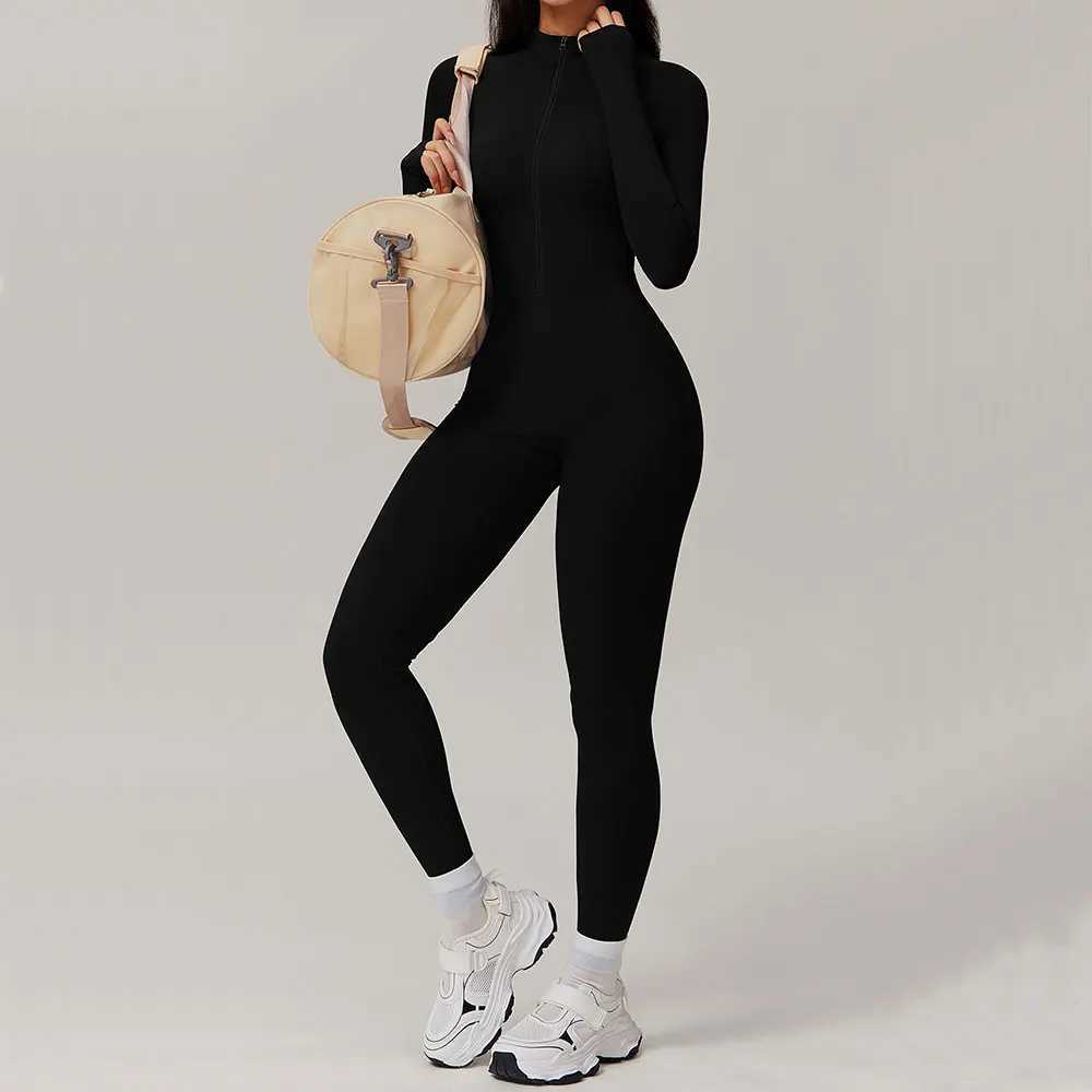 Womens Tracksuit Yoga Set Winter Warmth Jumpsuits One Piece Fitness Rompers Long Sleeved Sportswear Gym Set Workout ClothesXJ250109